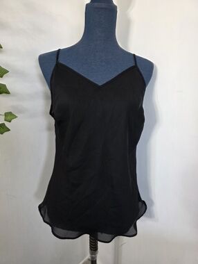 Notations Black Sheer Camisole Top Sz L